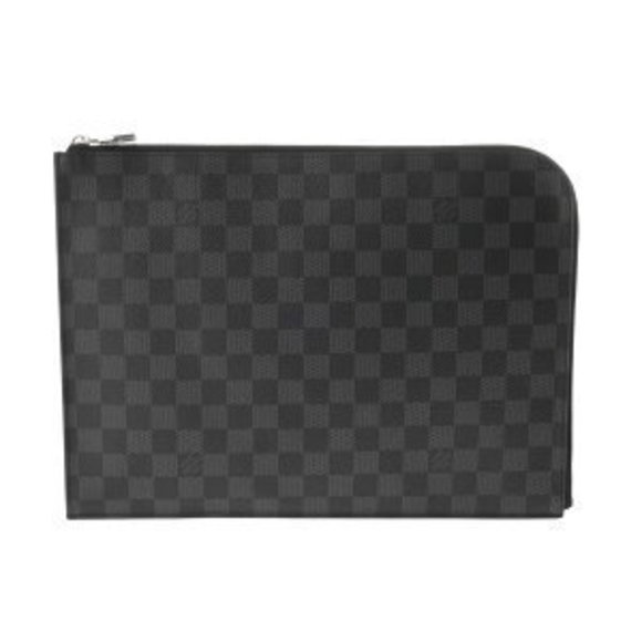 Louis Vuitton Graphite Black Pochette Jour GM Black Canvas Clutch Bag - Picture 1 of 9